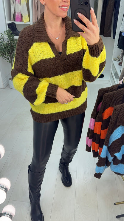 Zaylee Colour Block Collar Super Soft Jumper