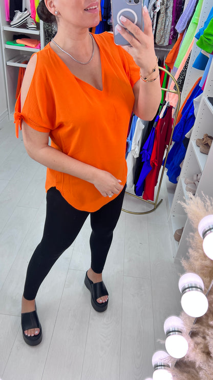Ann-Marie Cold Shoulder Tie Sleeve Top