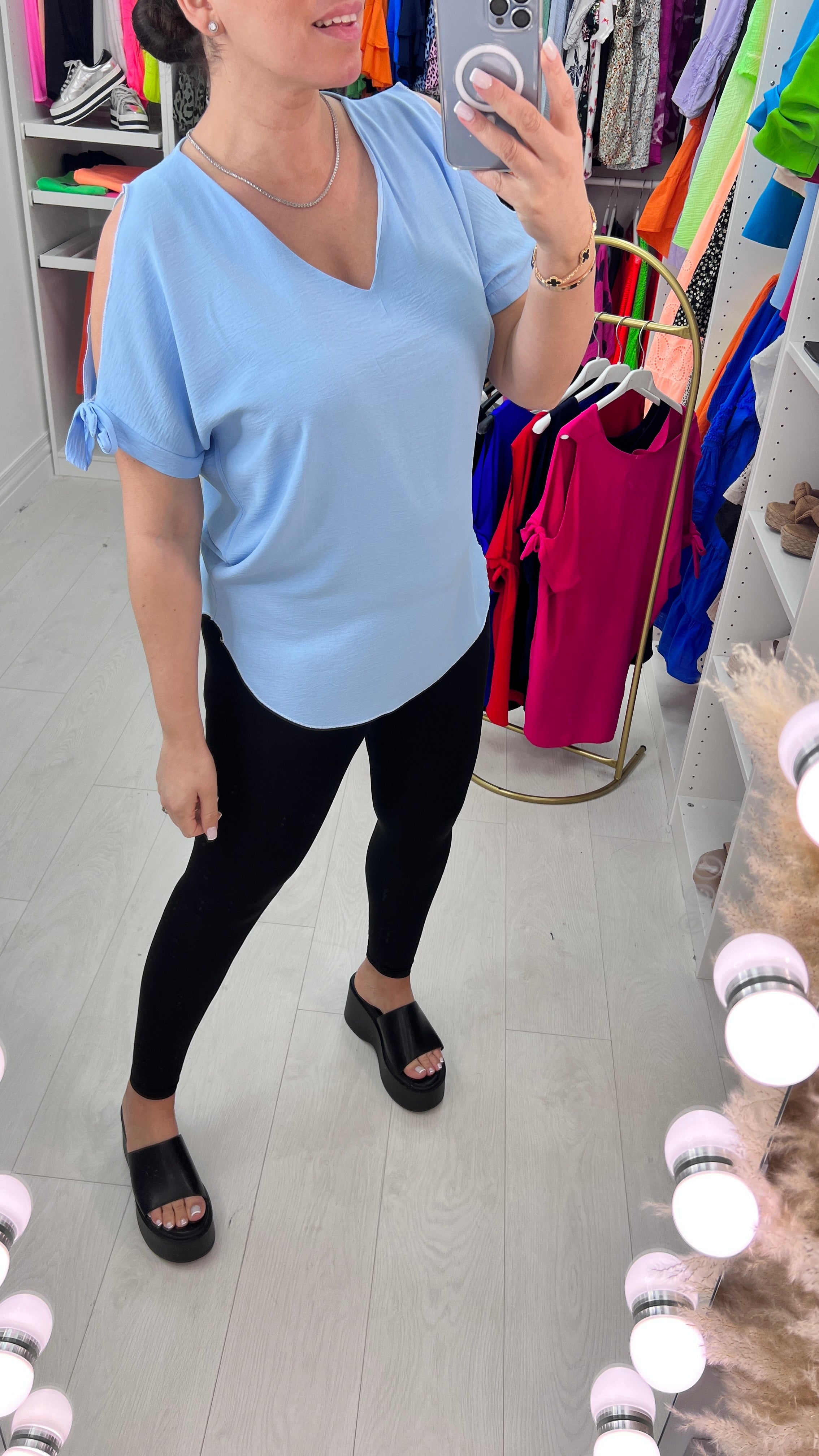 Ann-Marie Cold Shoulder Tie Sleeve Top