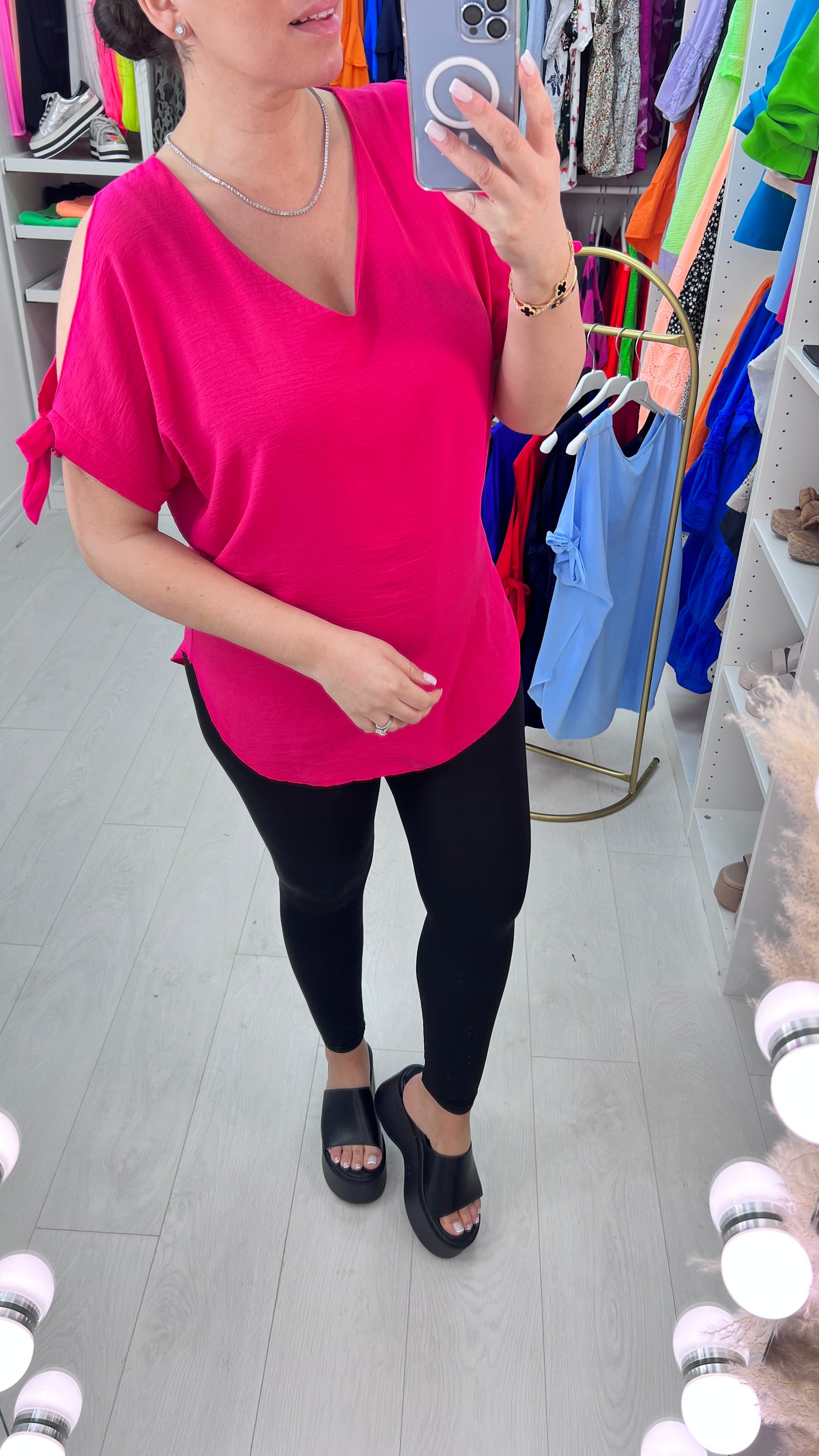 Ann-Marie Cold Shoulder Tie Sleeve Top