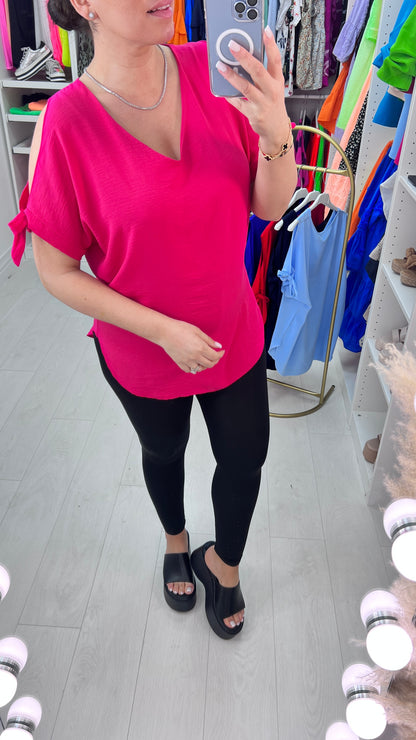 Ann-Marie Cold Shoulder Tie Sleeve Top