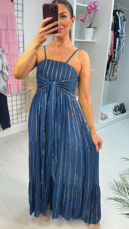 Finley Gold Stripe Detail Elasticated Bust Maxi Dress