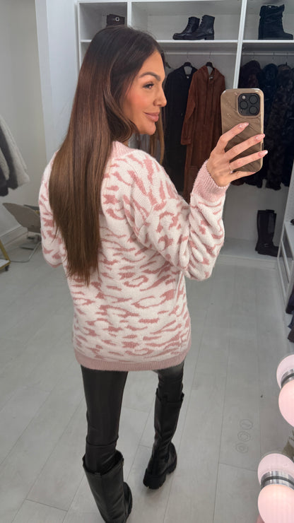 Janetta Fluffy Button Closure Longline Cardigan