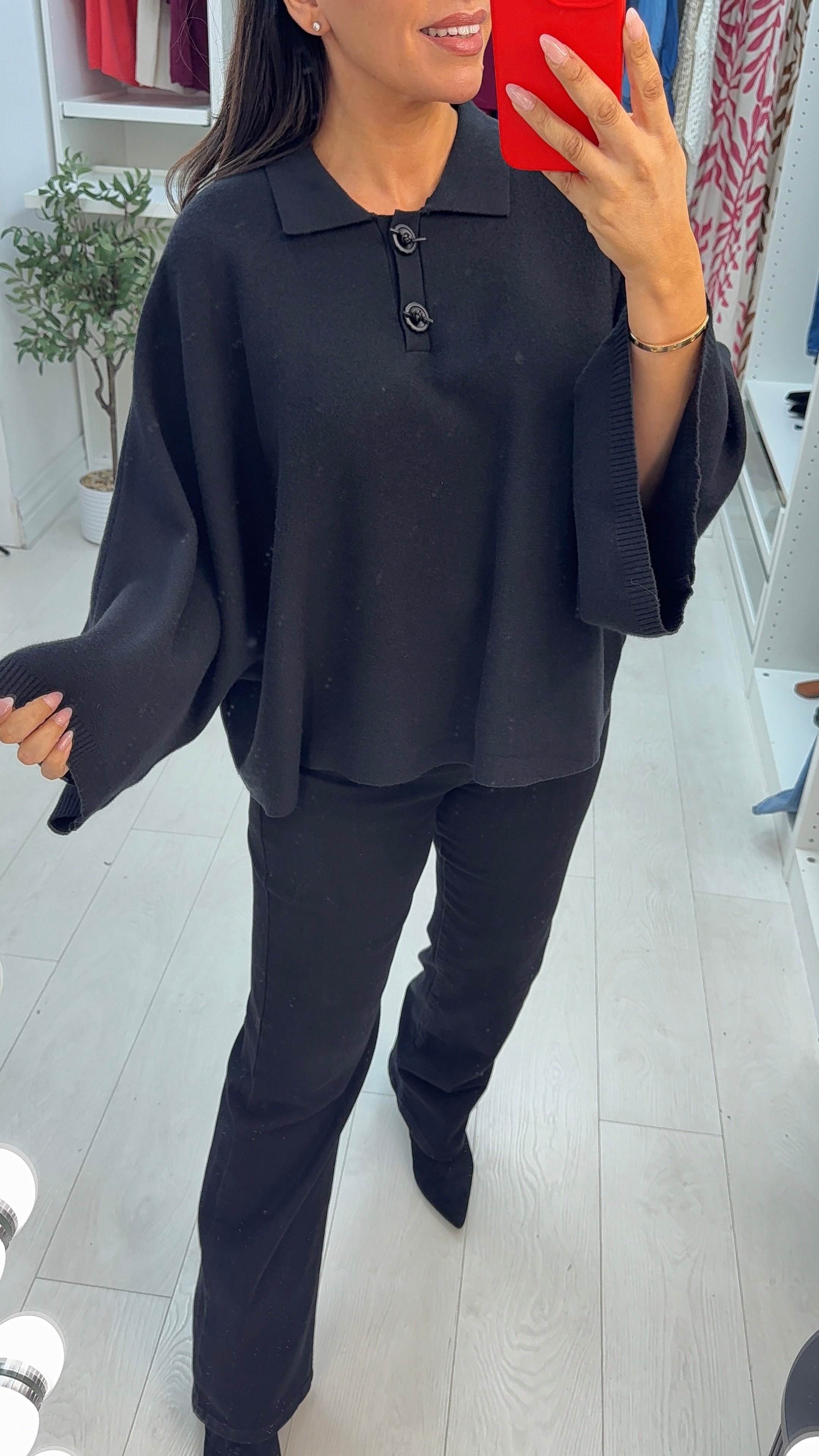 Hilarie Plain Collared Batwing Jumper