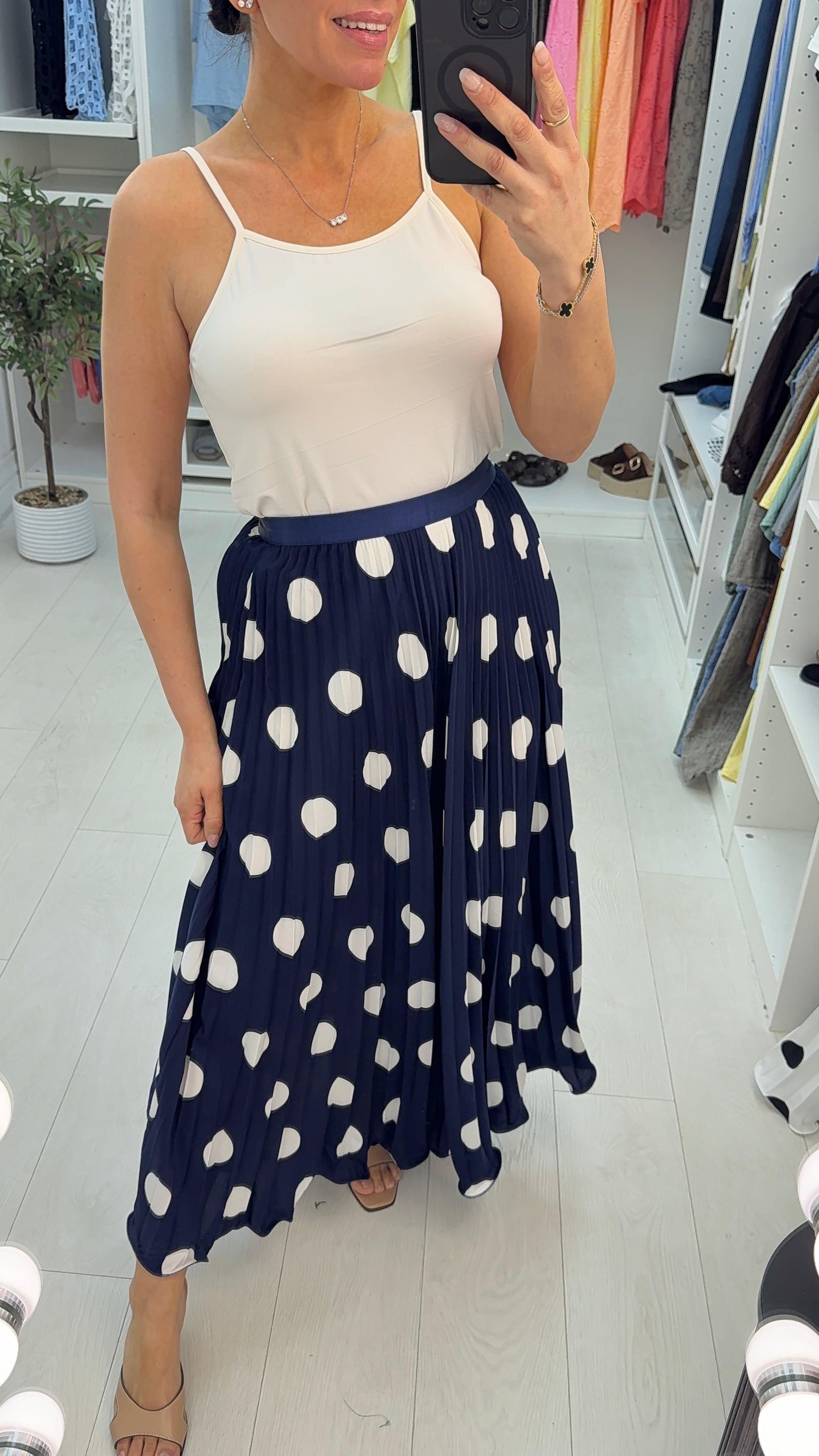 Miranda Polka Dot Pleated Skirt