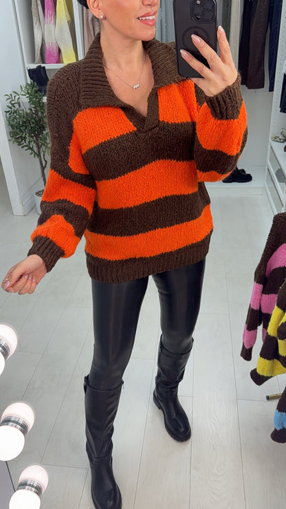 Zaylee Colour Block Collar Super Soft Jumper