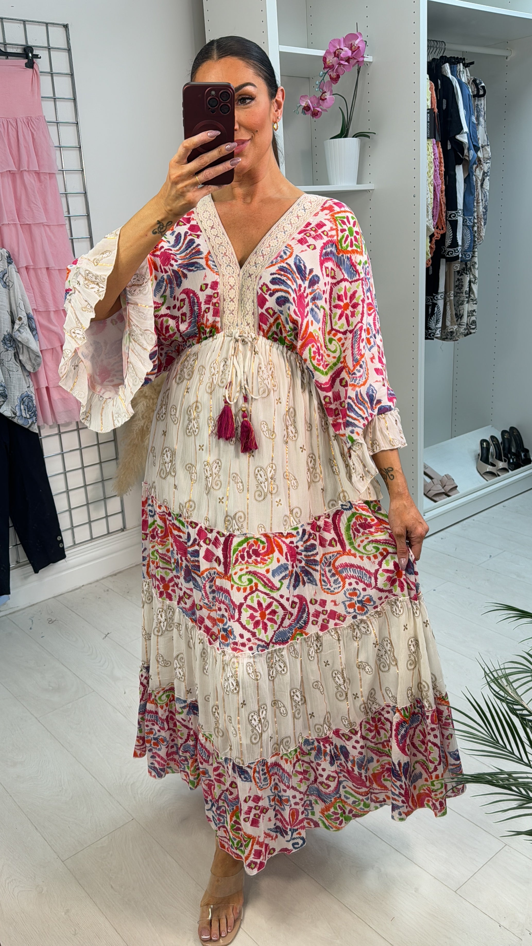 Zelie Paisley Print Elasticated Waist Maxi Dress