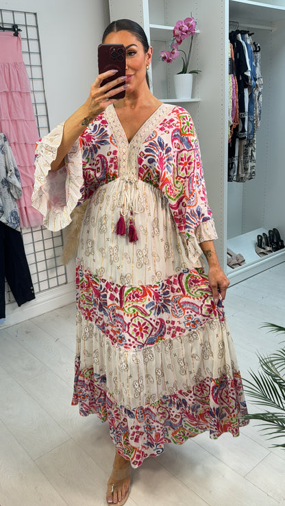 Zelie Paisley Print Elasticated Waist Maxi Dress