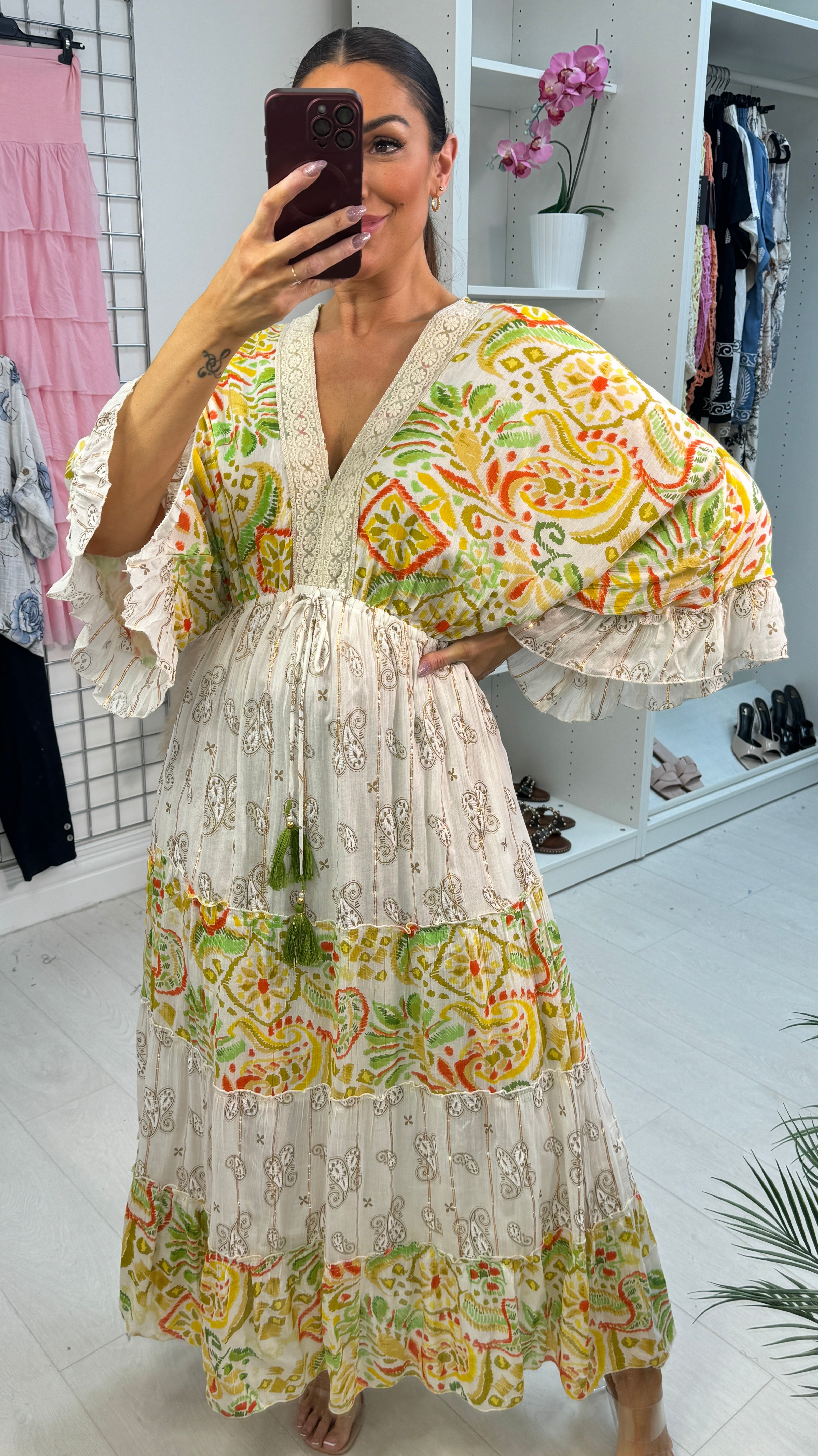 Zelie Paisley Print Elasticated Waist Maxi Dress