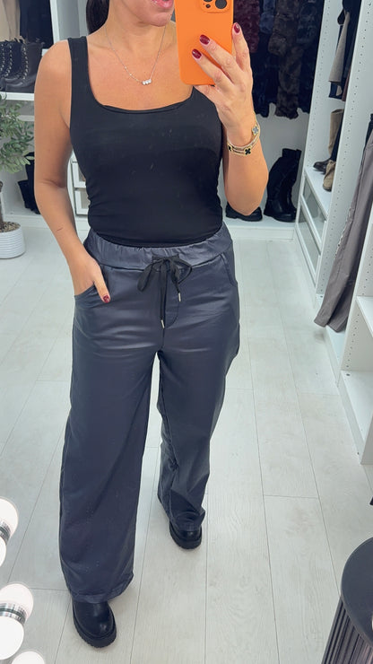 Sailor Faux Leather Wide Leg Trousers