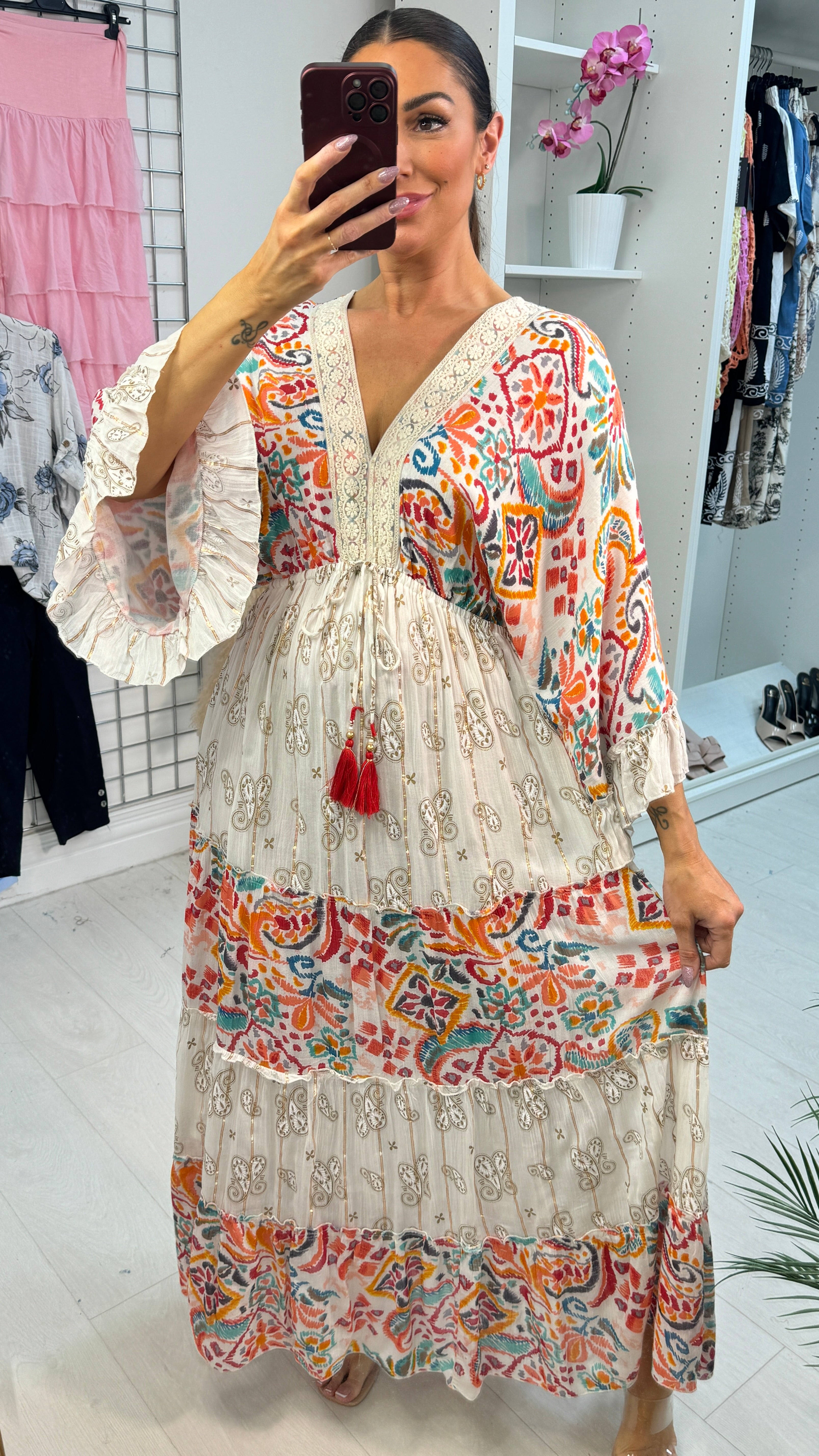 Zelie Paisley Print Elasticated Waist Maxi Dress