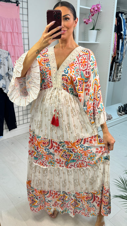 Zelie Paisley Print Elasticated Waist Maxi Dress