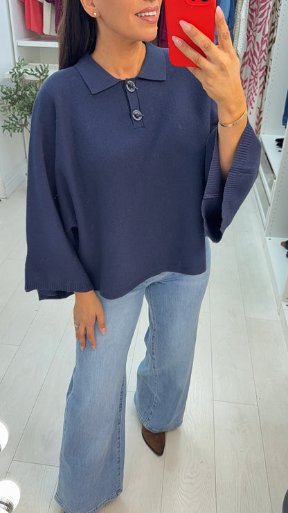 Hilarie Plain Collared Batwing Jumper