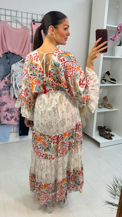 Zelie Paisley Print Elasticated Waist Maxi Dress