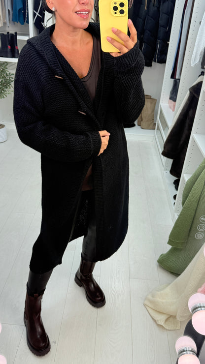 Debby Plain Hooded Chunky Knit Longline Cardigan