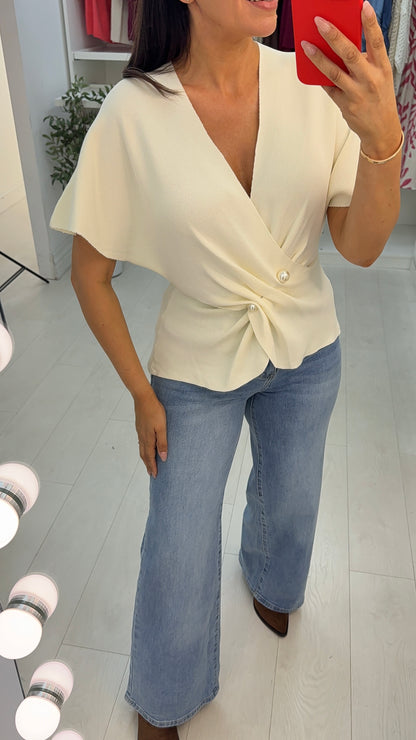 Pixie Pearl Detail Batwing Knit Top