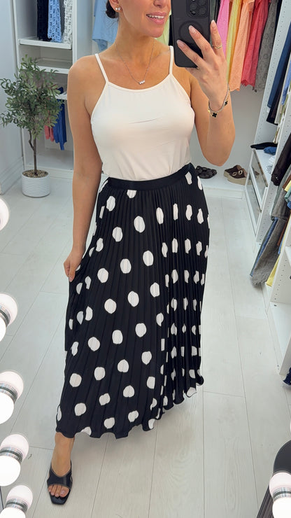 Miranda Polka Dot Pleated Skirt