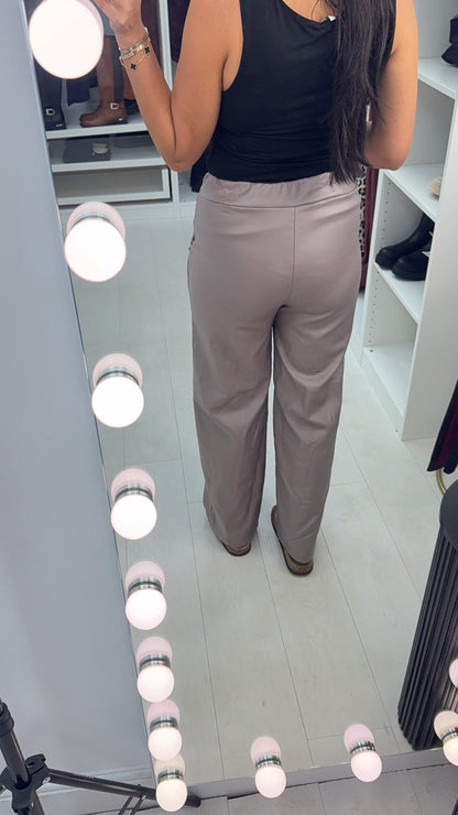 Sailor Faux Leather Wide Leg Trousers