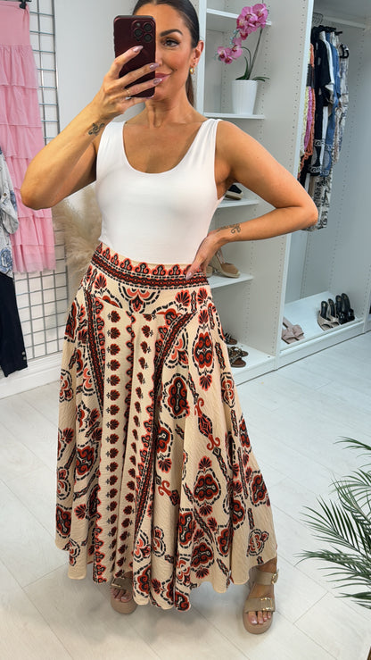Camilo Paisley Print Elasticated Waist Wide Leg Trousers