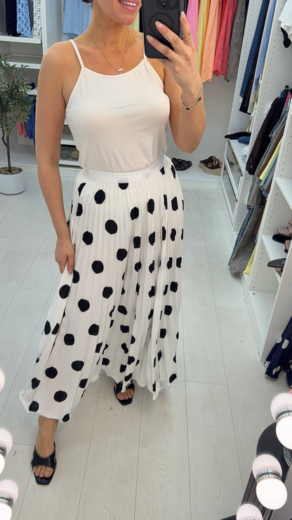 Miranda Polka Dot Pleated Skirt