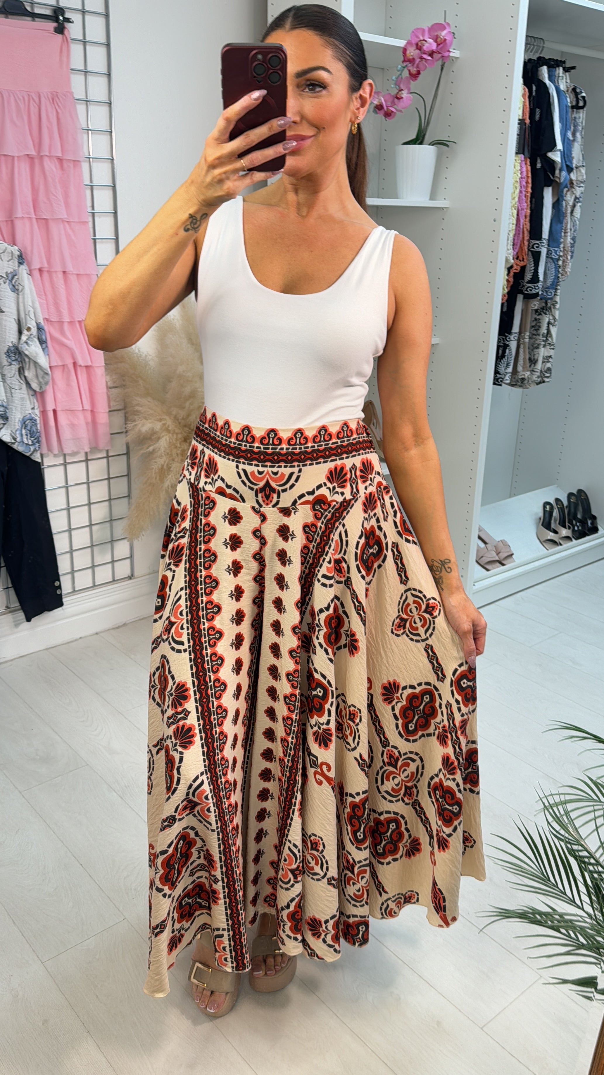 Camilo Paisley Print Elasticated Waist Wide Leg Trousers