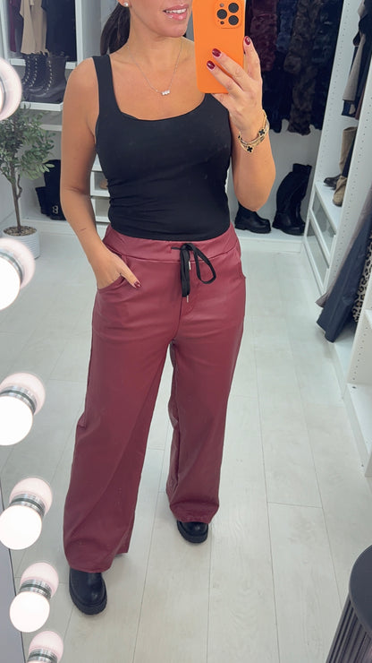 Sailor Faux Leather Wide Leg Trousers