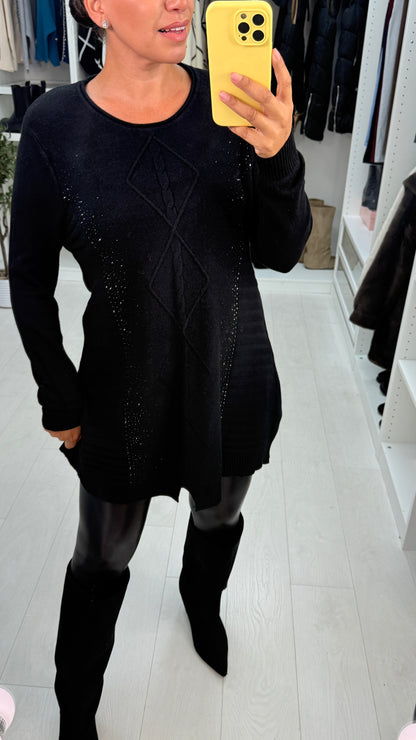 Fabia Plain Embellished Detail Longline Jumper