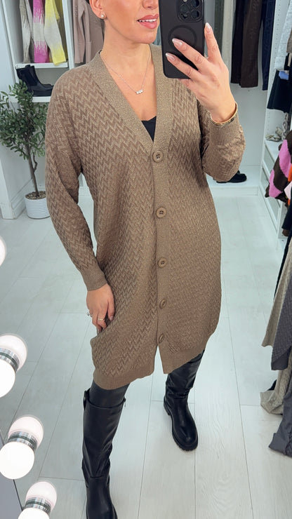 Savanna Lurex Button Front Longline Cardigan