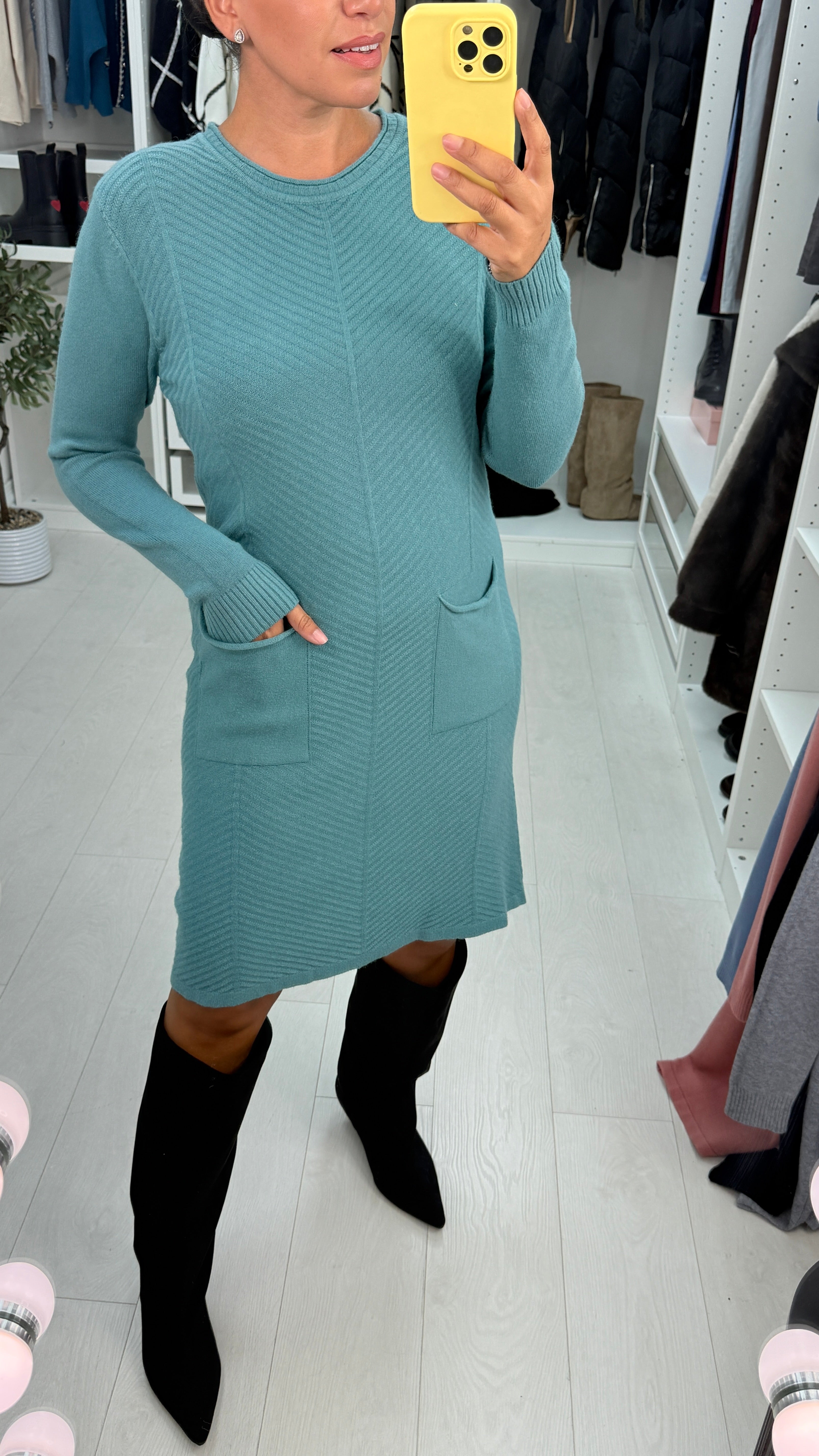 Niamh Plain Pocket Front Jumper Dress