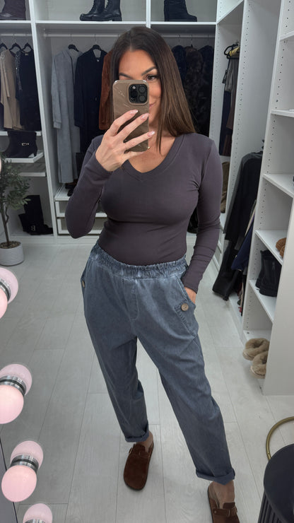 Kamil Acid Washed Effect Button Detail Joggers