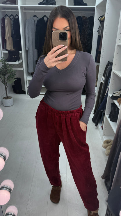 Jill Plain Corduroy Straight Leg Trousers