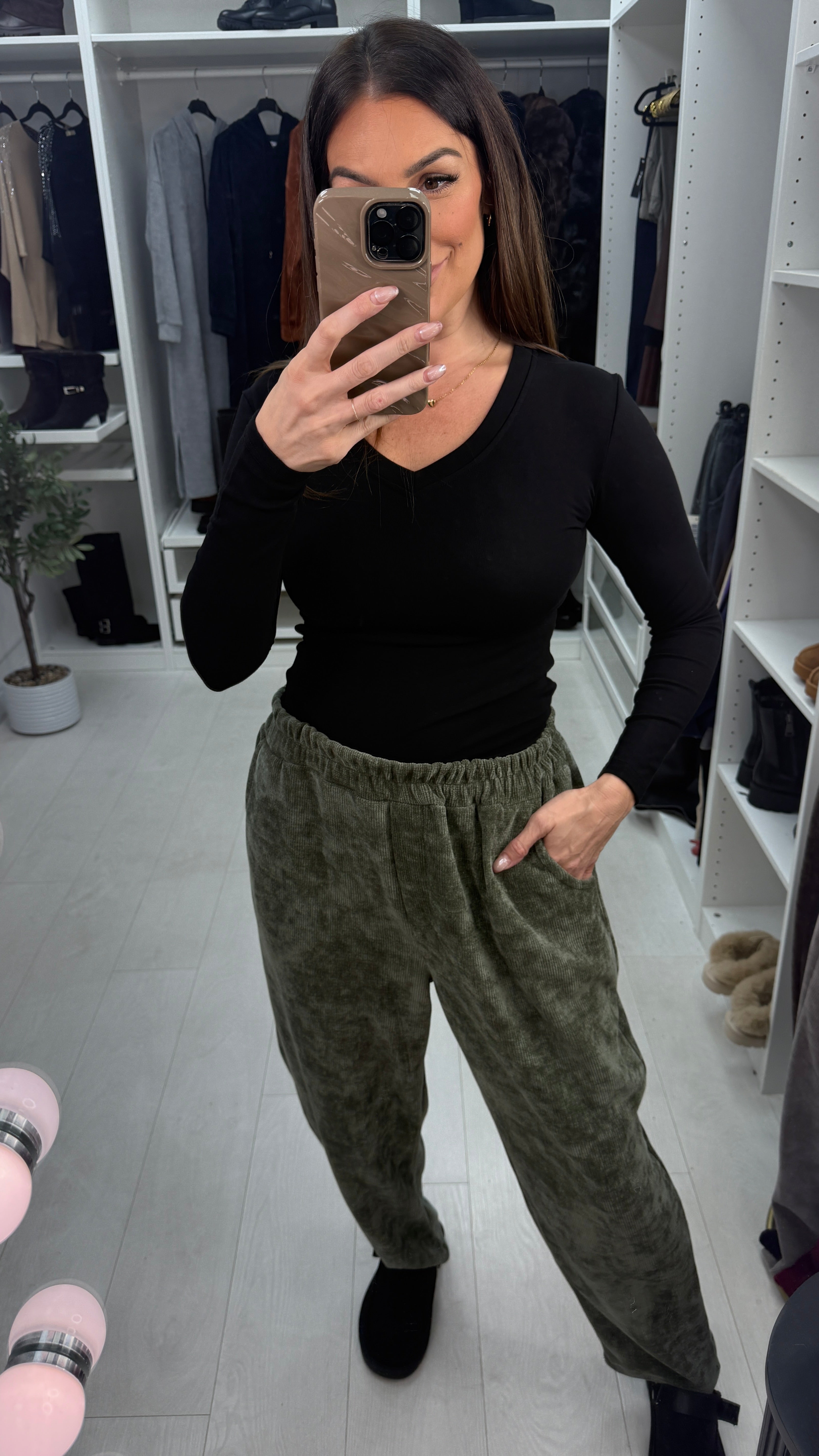 Jill Plain Corduroy Straight Leg Trousers