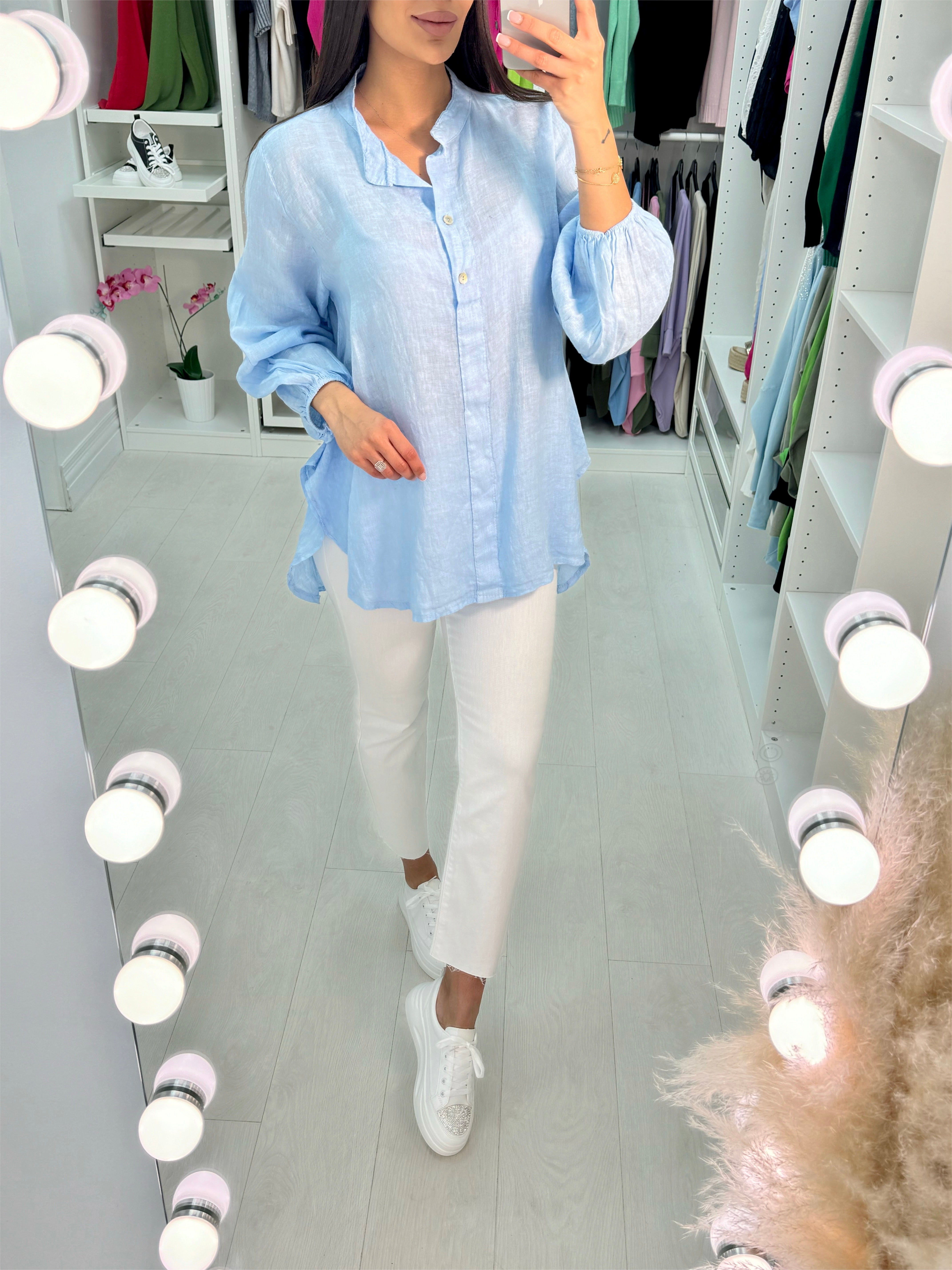 Marley Half Button Up Linen Top