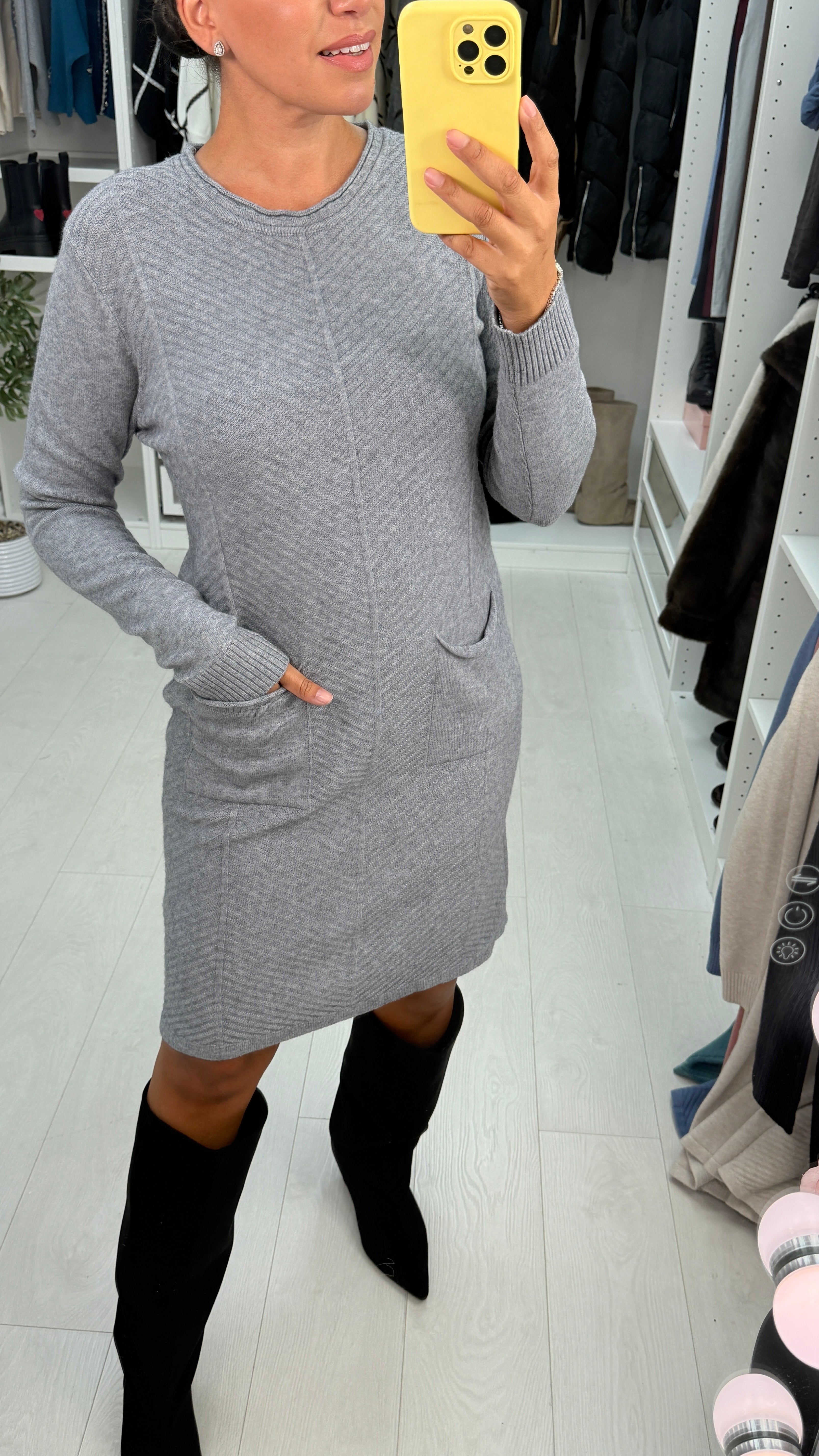 Niamh Plain Pocket Front Jumper Dress