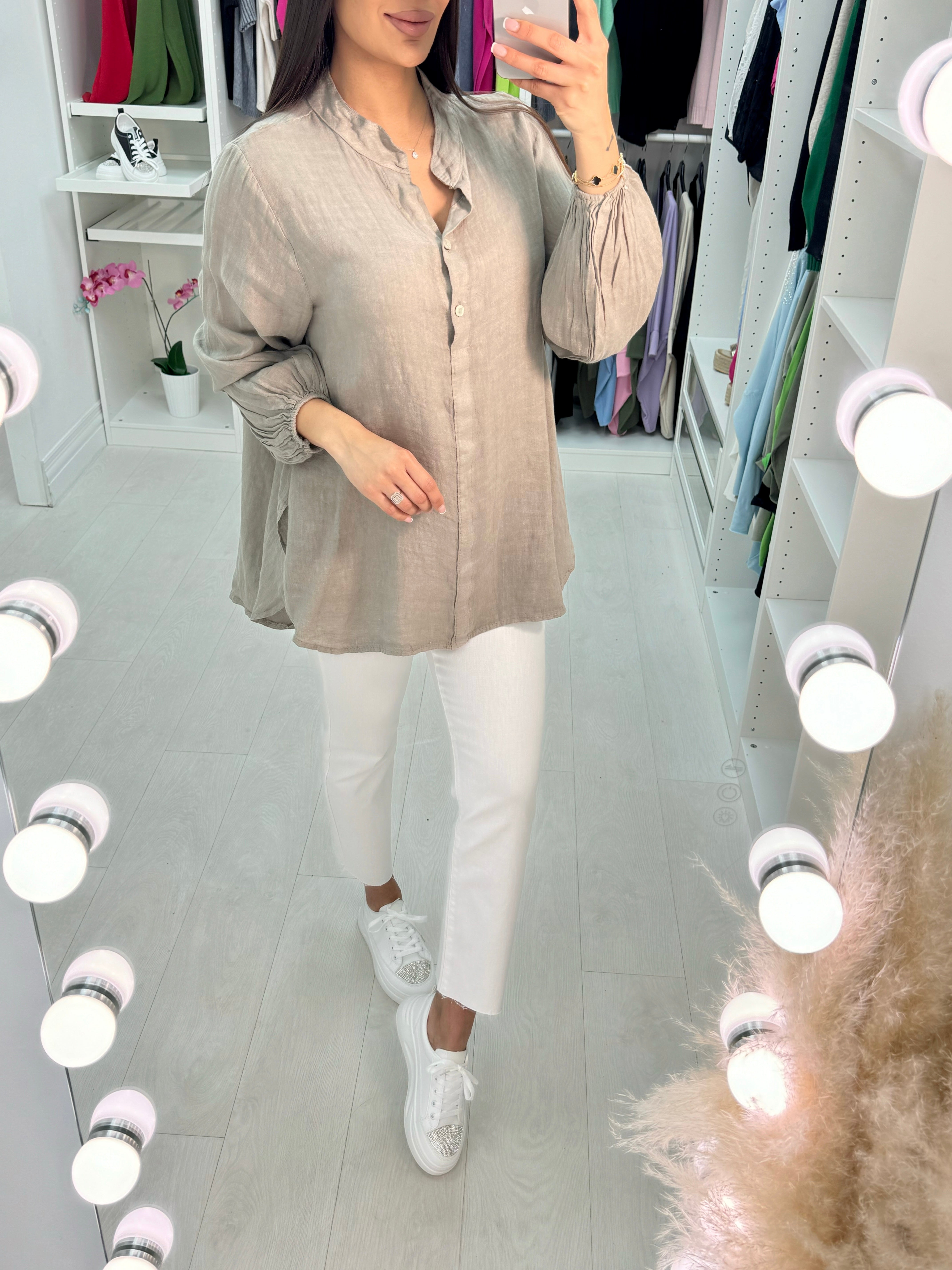 Marley Half Button Up Linen Top