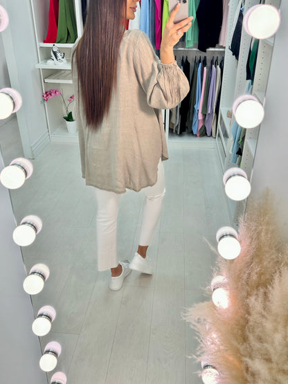 Marley Half Button Up Linen Top