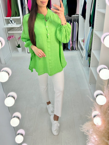 Marley Half Button Up Linen Top