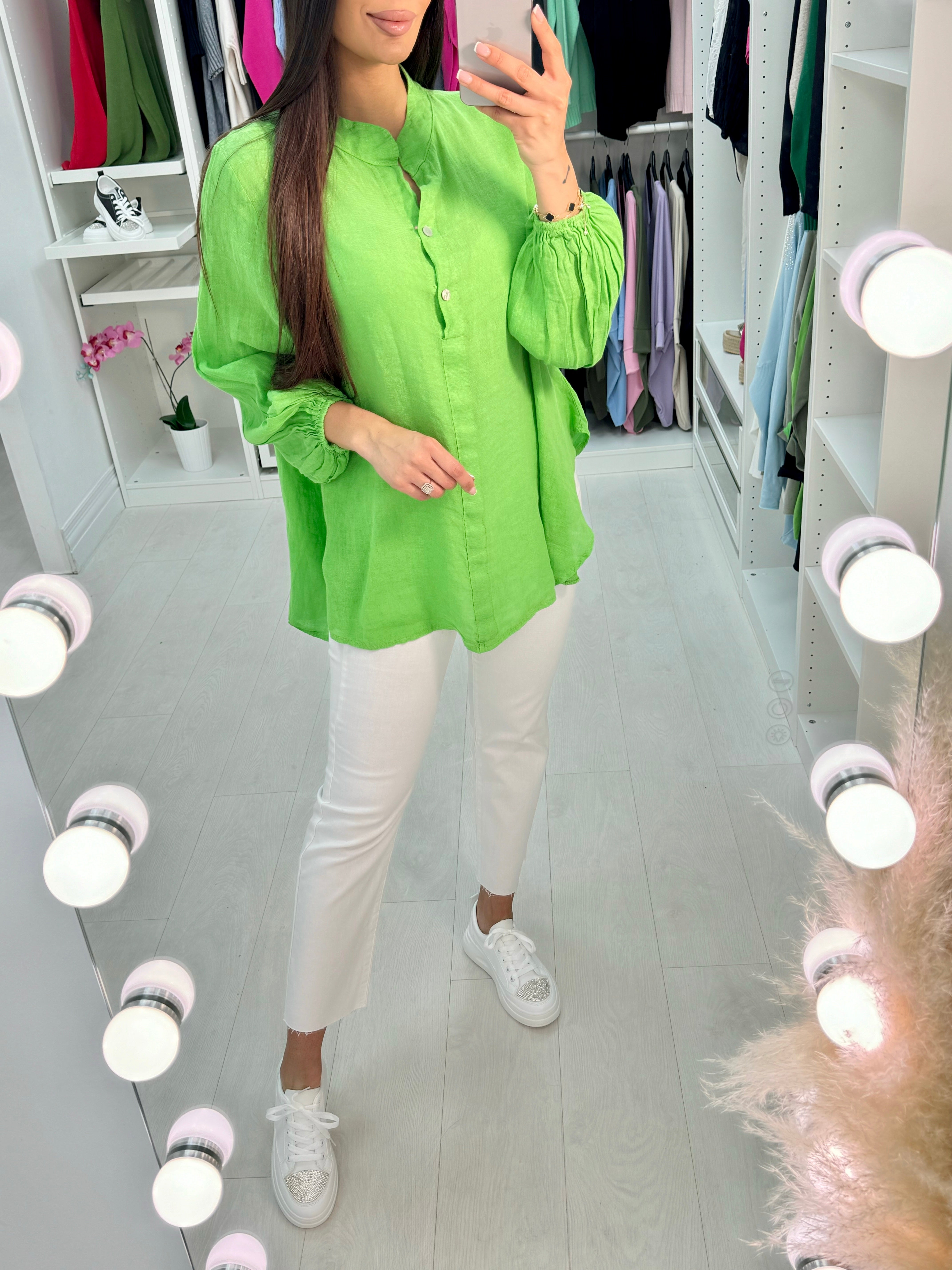 Marley Half Button Up Linen Top