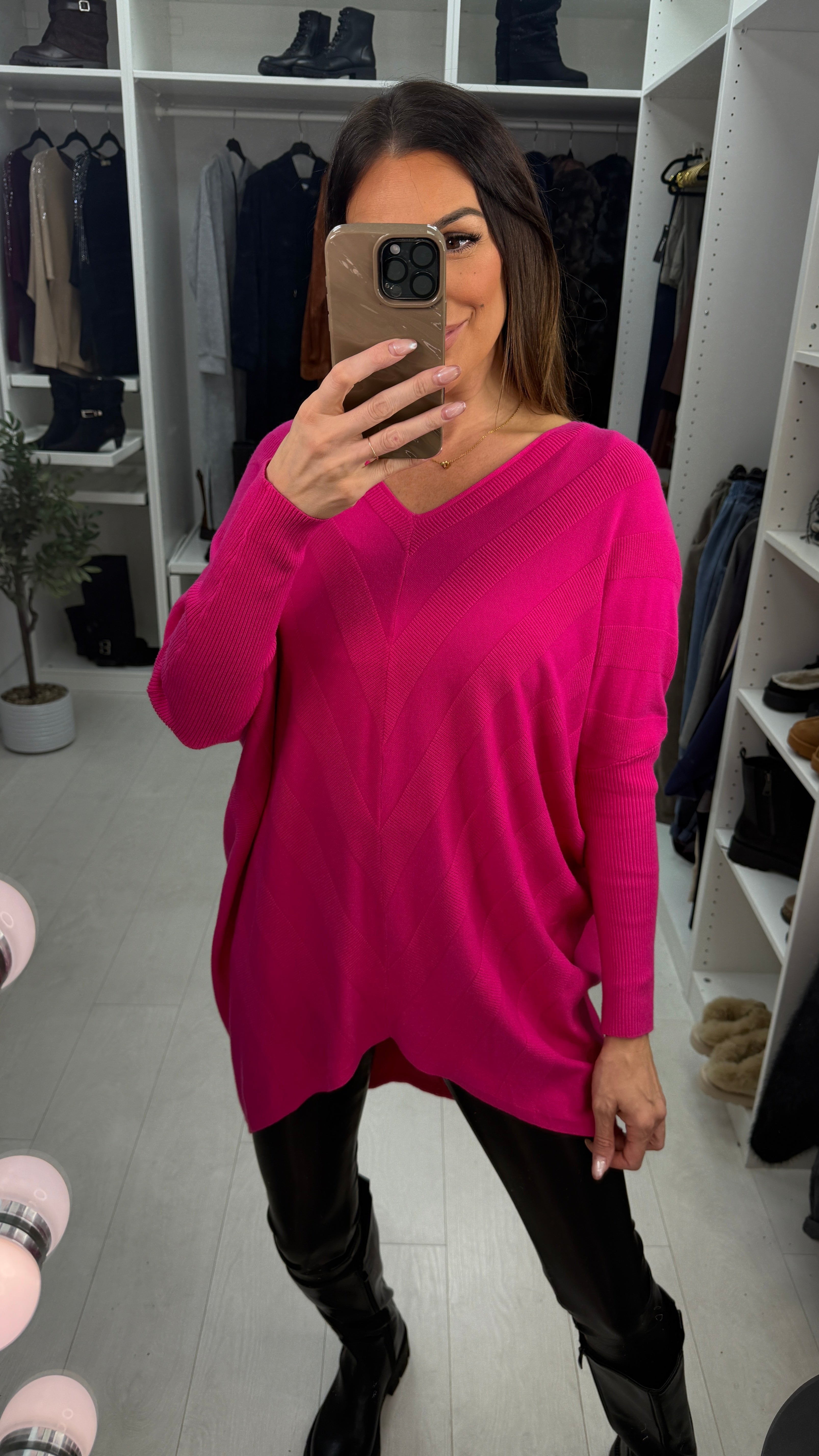 Reeva Plain Asymmetric Bow Back Jumper