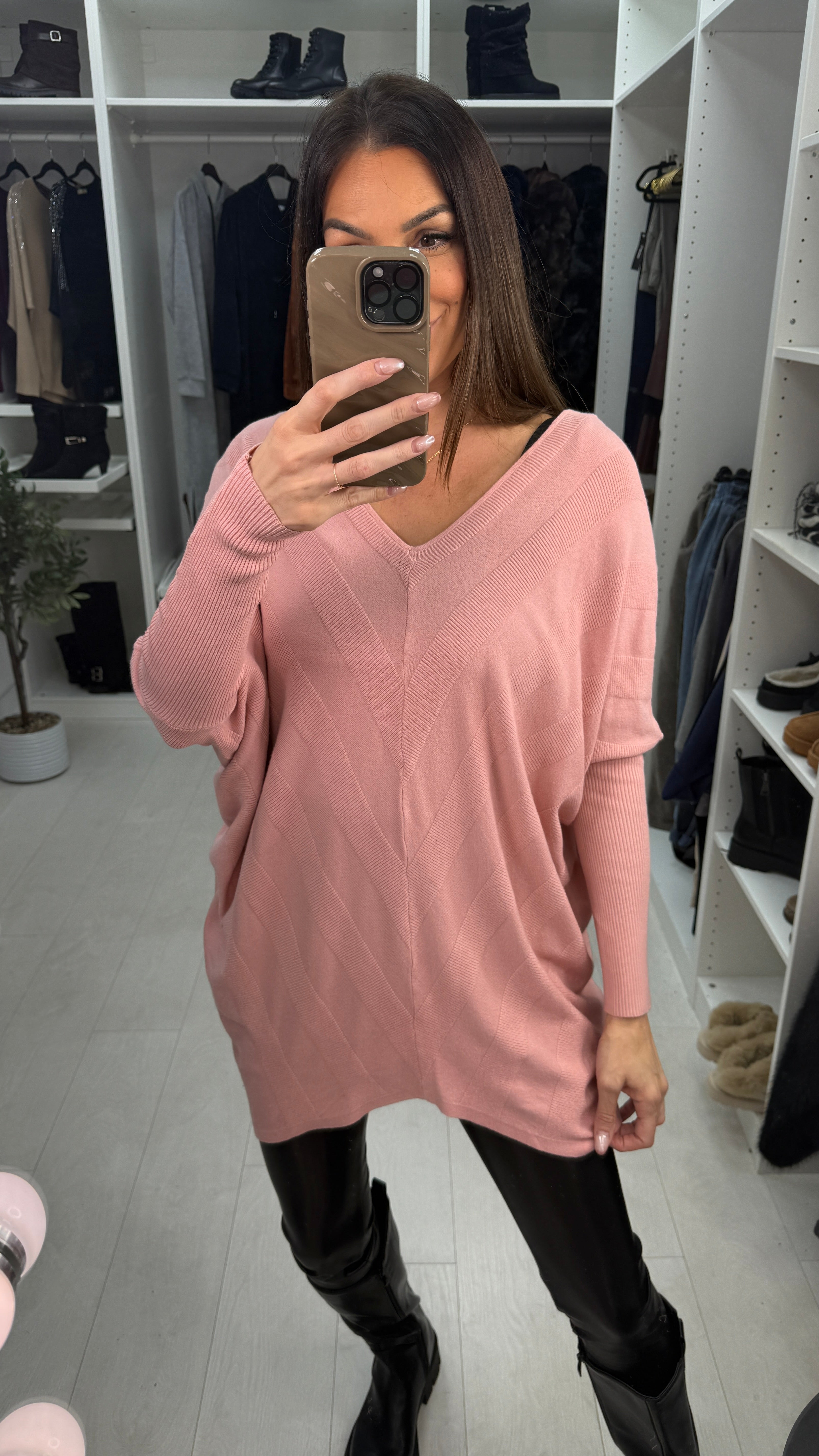 Reeva Plain Asymmetric Bow Back Jumper