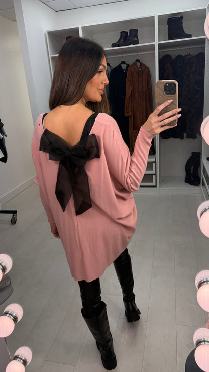 Reeva Plain Asymmetric Bow Back Jumper