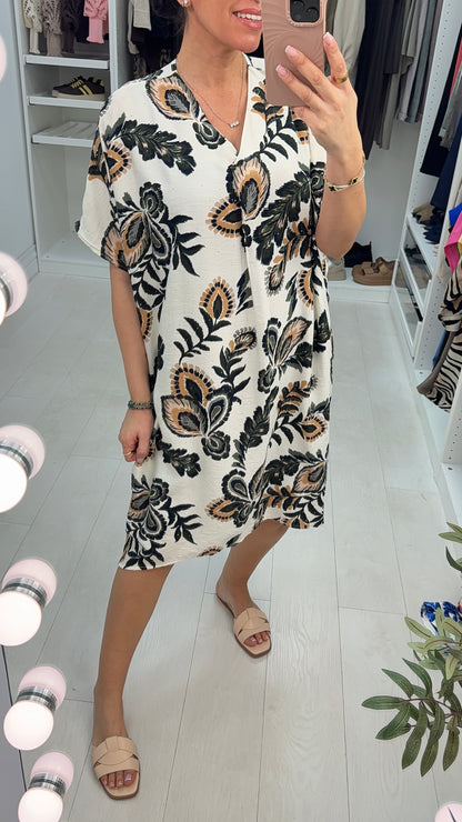 Lunaria Floral Print Diamante Detail Loose Fit Dress