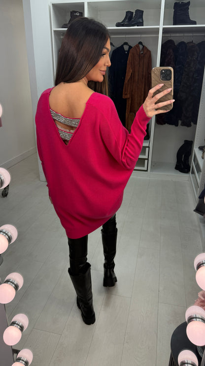 Bethan Plain Embellished Cut Out Back Jumper
