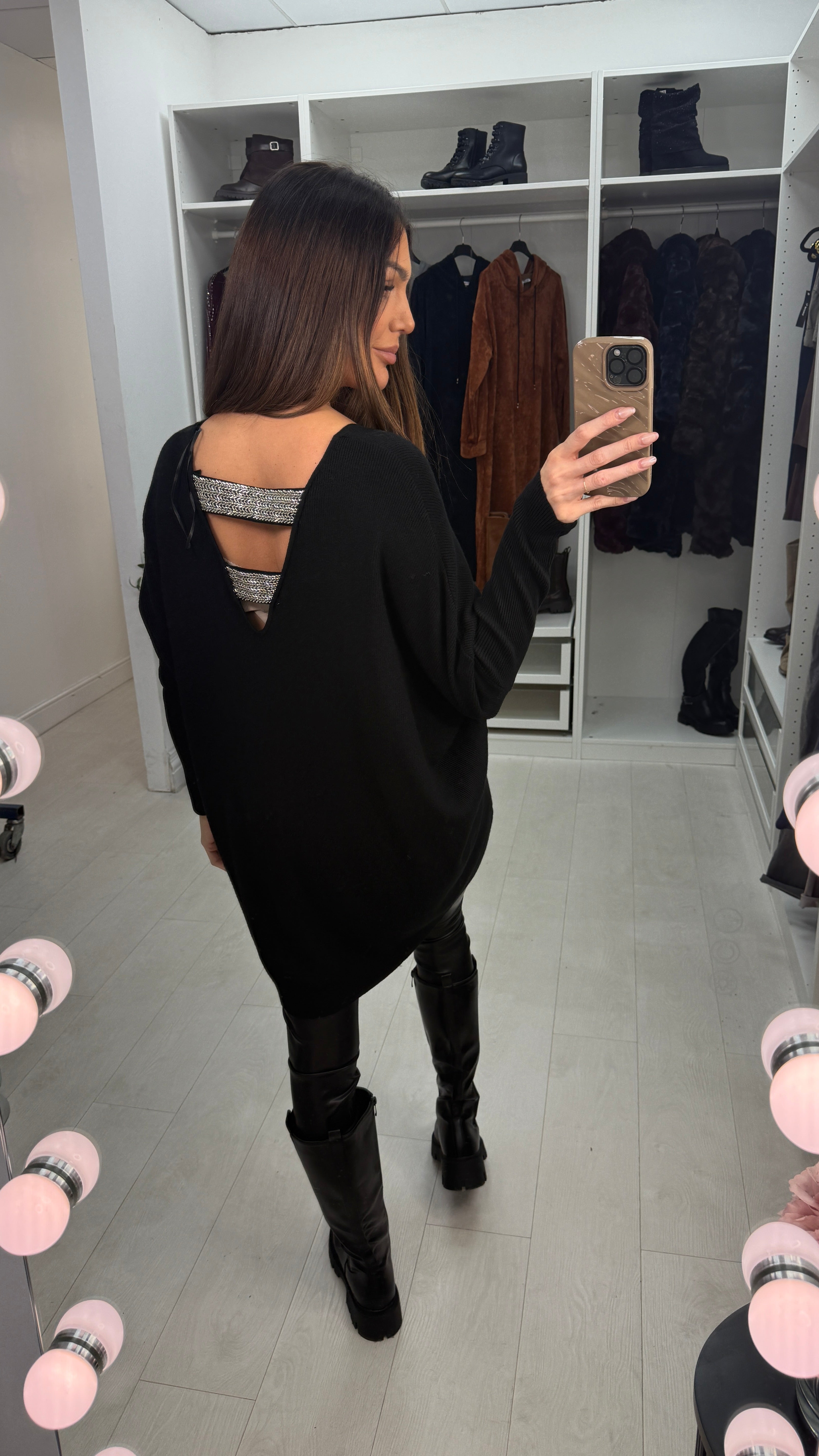 Bethan Plain Embellished Cut Out Back Jumper