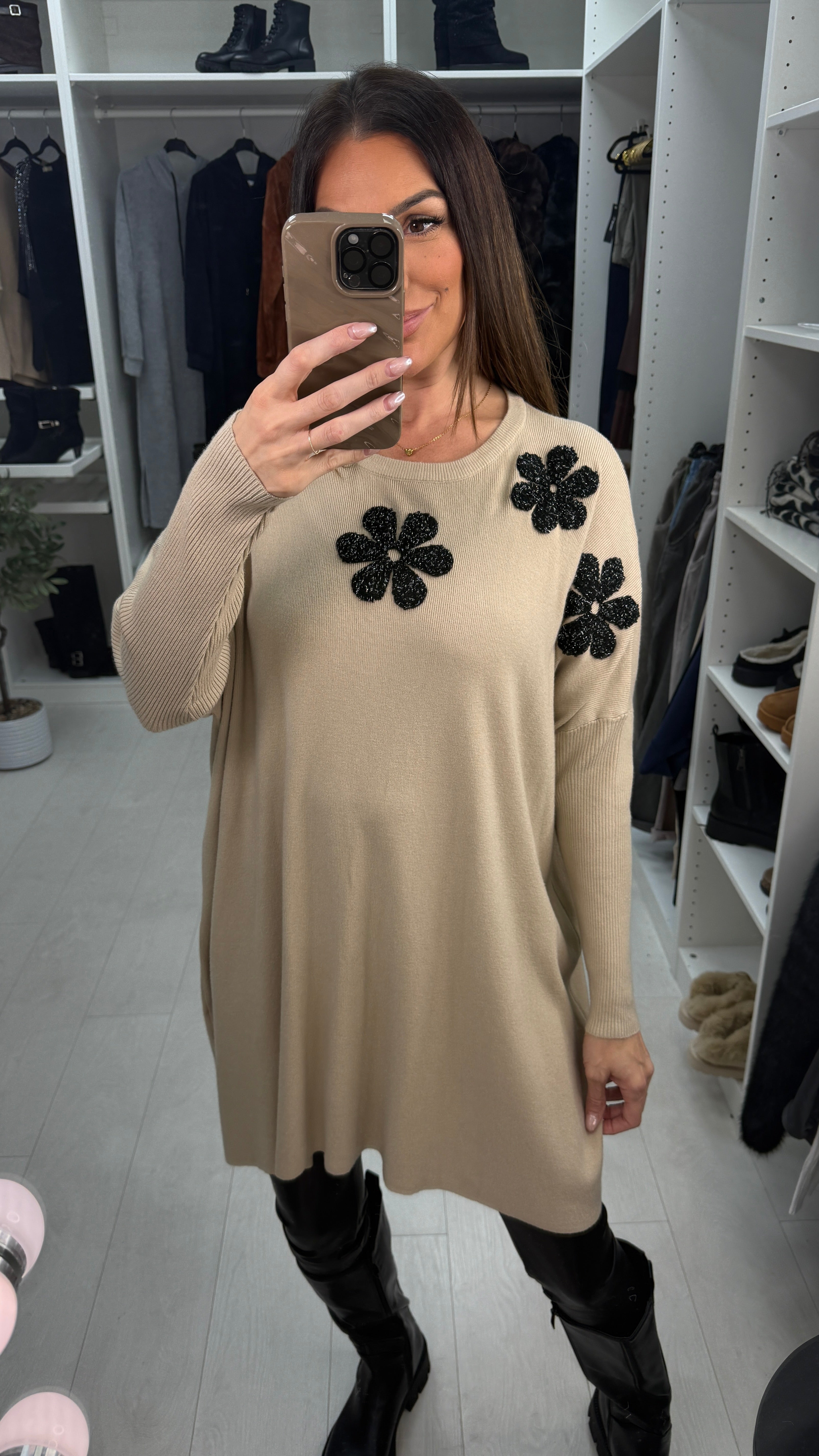 Nicola Flower Design Loose Fit Jumper