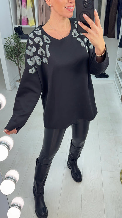 Margie Diamante Embellished Loose Fit Sweatshirt