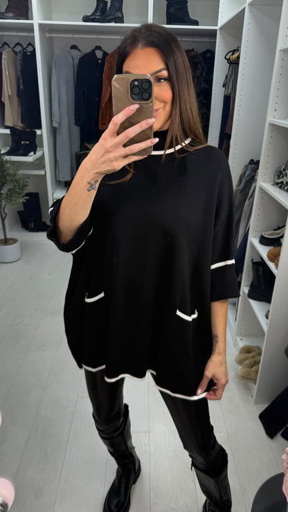 Suzette Plain Detailed Hem Loose Fit Longline Jumper