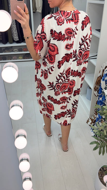 Lunaria Floral Print Diamante Detail Loose Fit Dress