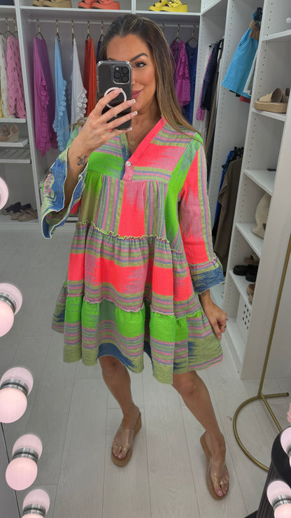 Chelsea V Neck Abstract Smock Dress