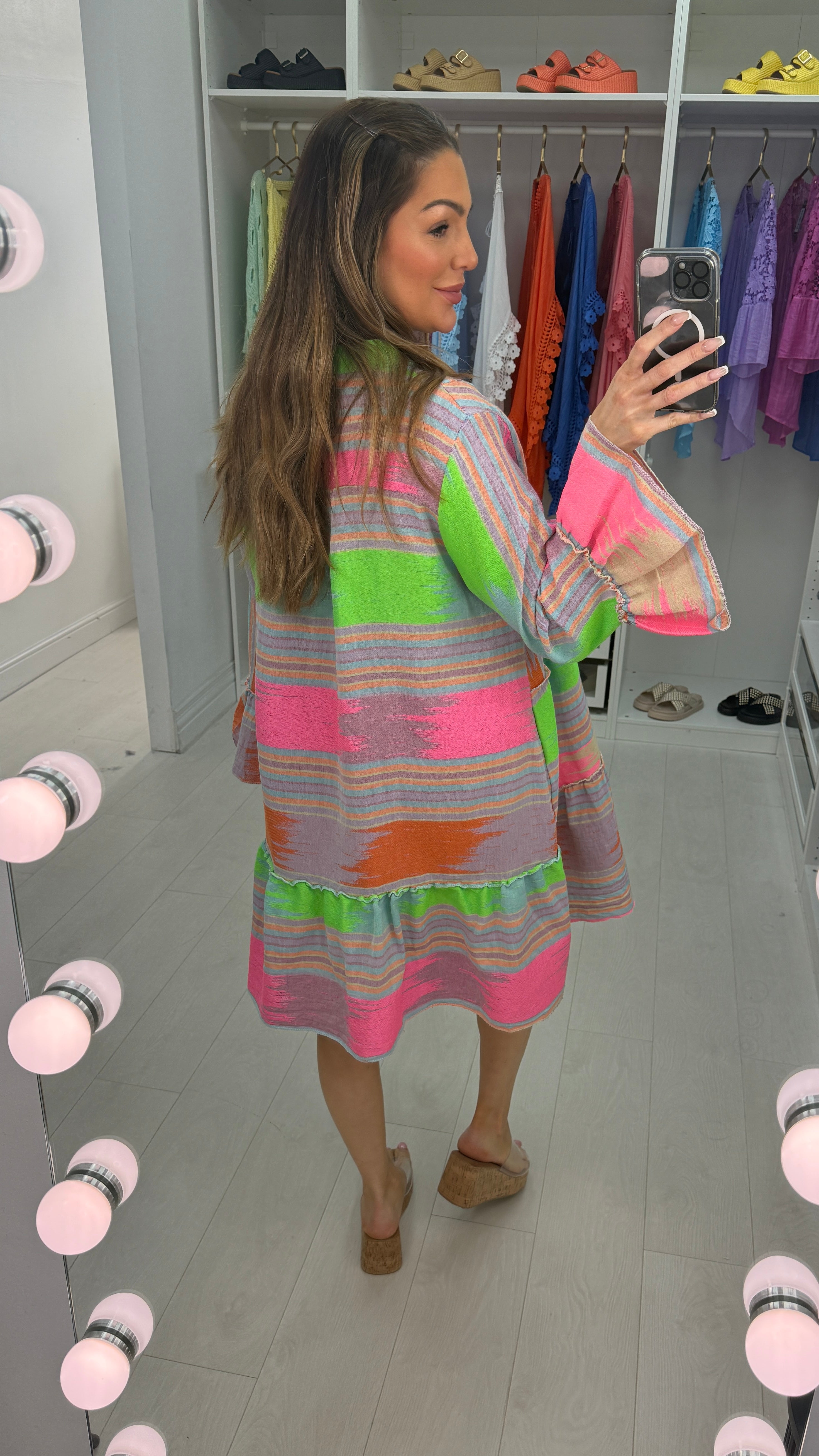 Chelsea V Neck Abstract Smock Dress